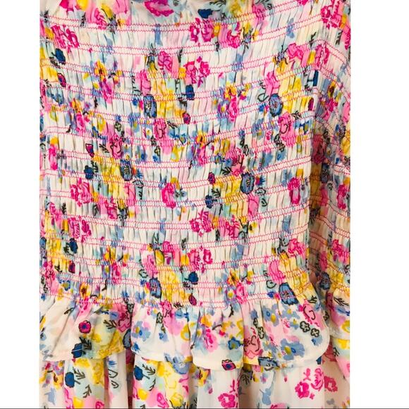 Kos Resort Floral Smocked Tie Strap Maxi Dress M - Picture 7 of 13